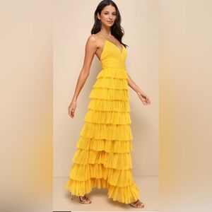 Vibrant Yellow Tiered Skirt